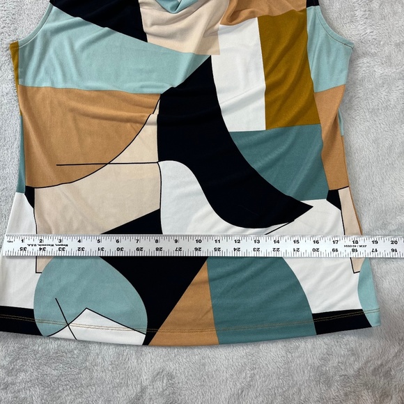 TAHARI Sleeveless Pullover Top Colorblock Cowl Neck Career Chic Versatile sz M - Picture 6 of 9